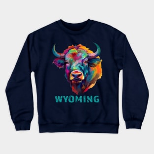 Wyoming American Bison Lover Buffalo for Men Women Souvenir Crewneck Sweatshirt